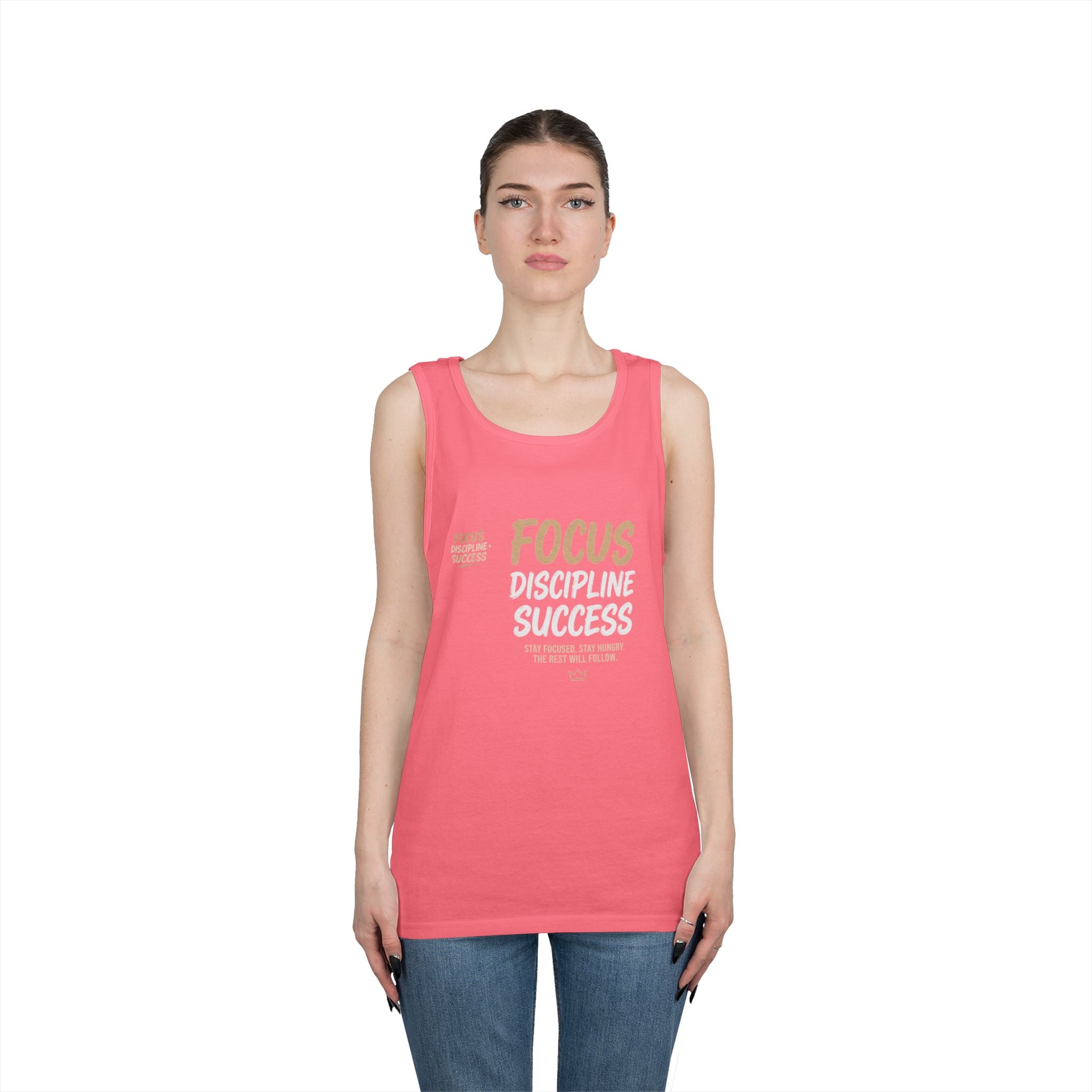 Motivational 'FOCUS Discipline Success' Cotton Tank Top