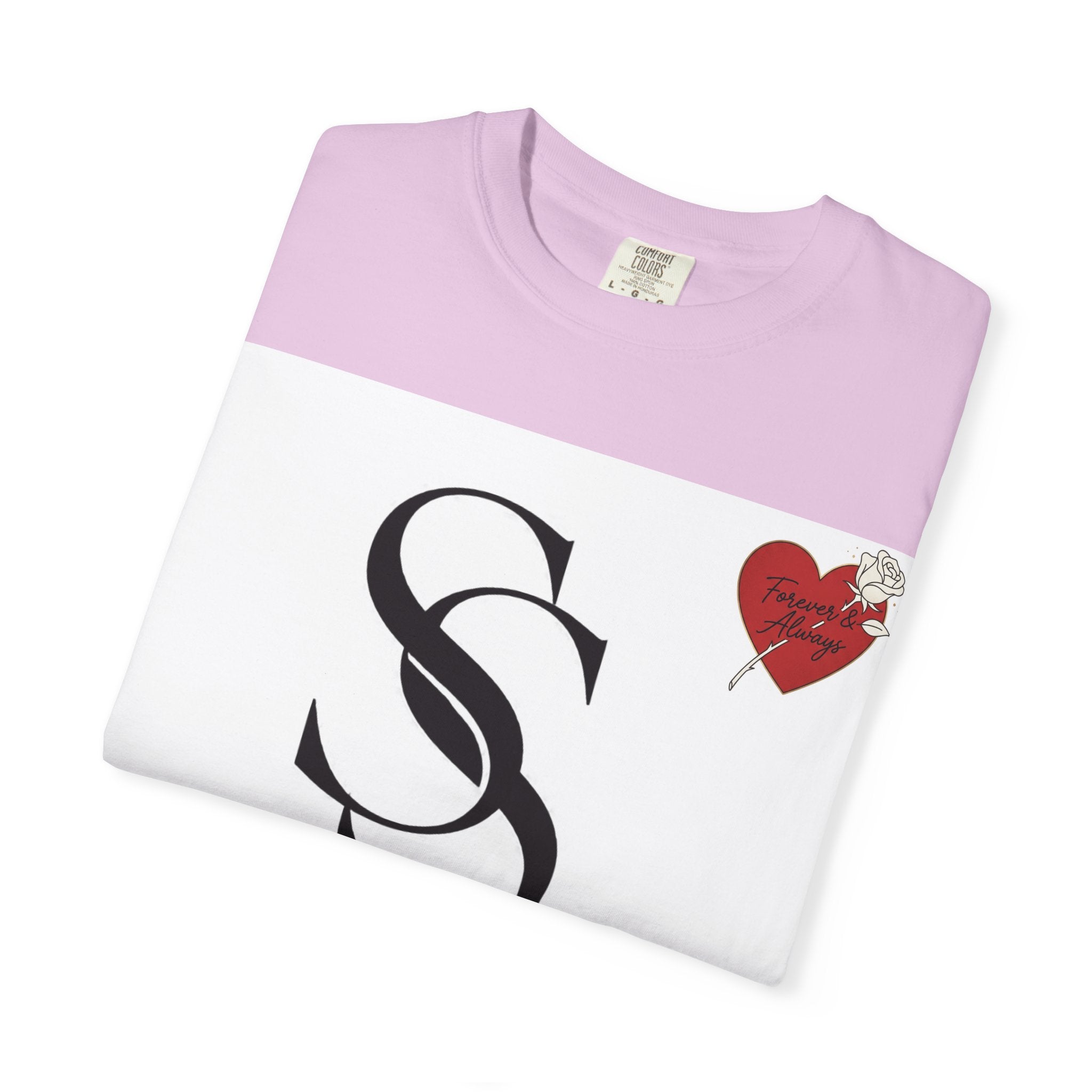 Saadia Studios Logo T-Shirt — SS Monogram Tee with Heart Accent