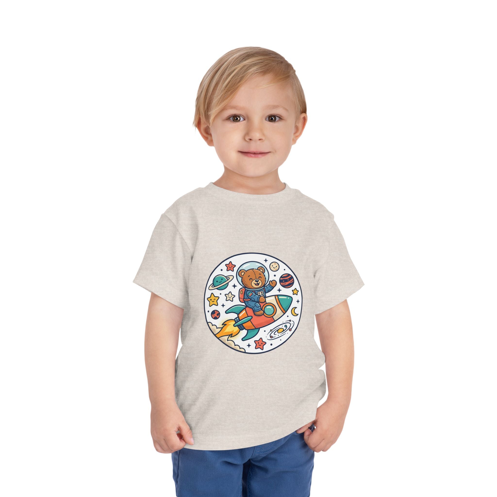 Toddler Tee — 'Dream Big Explore More' Space Bear Rocket Shirt