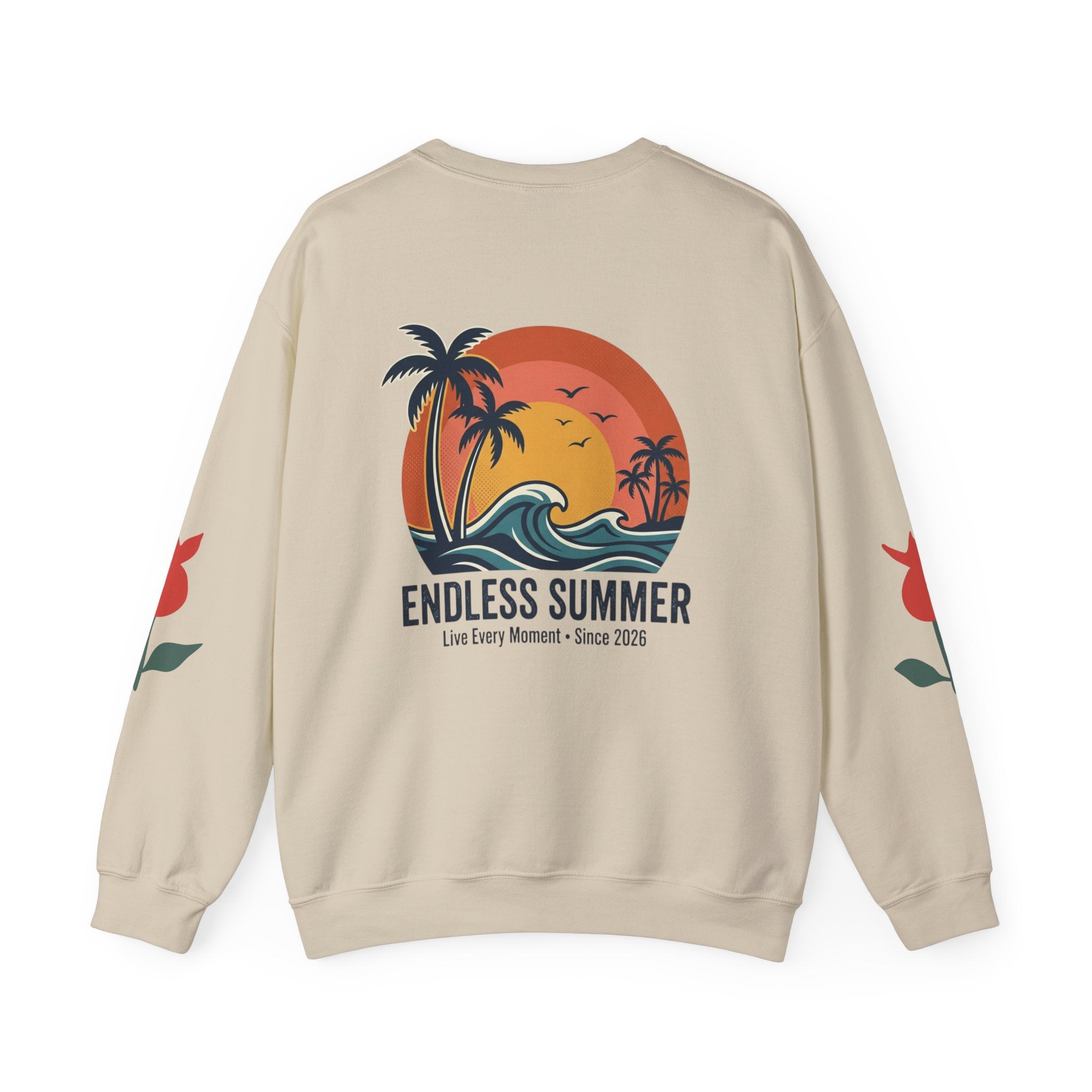 Endless Summer Crewneck Sweatshirt — Vintage Palm Beach Wave Graphic