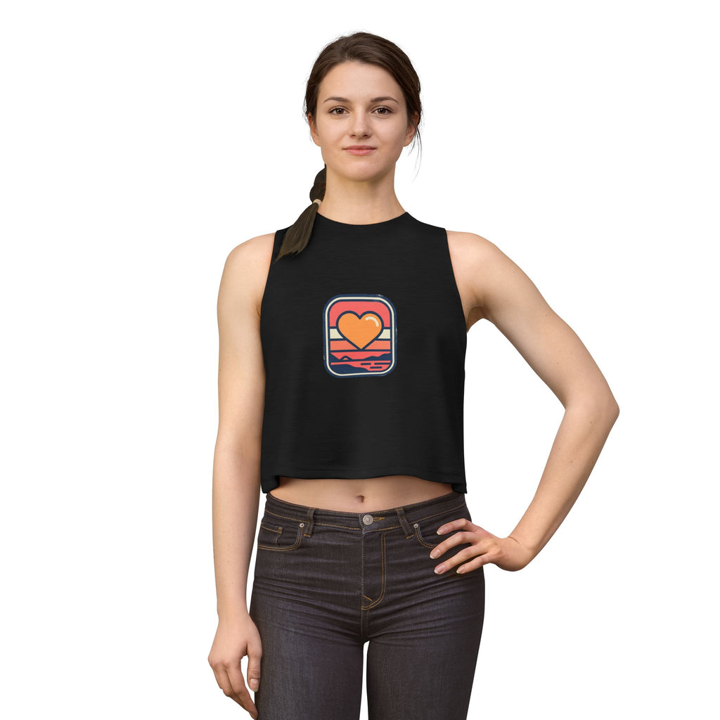 Heart Sunset Crop Top — Retro Beach Love Tank