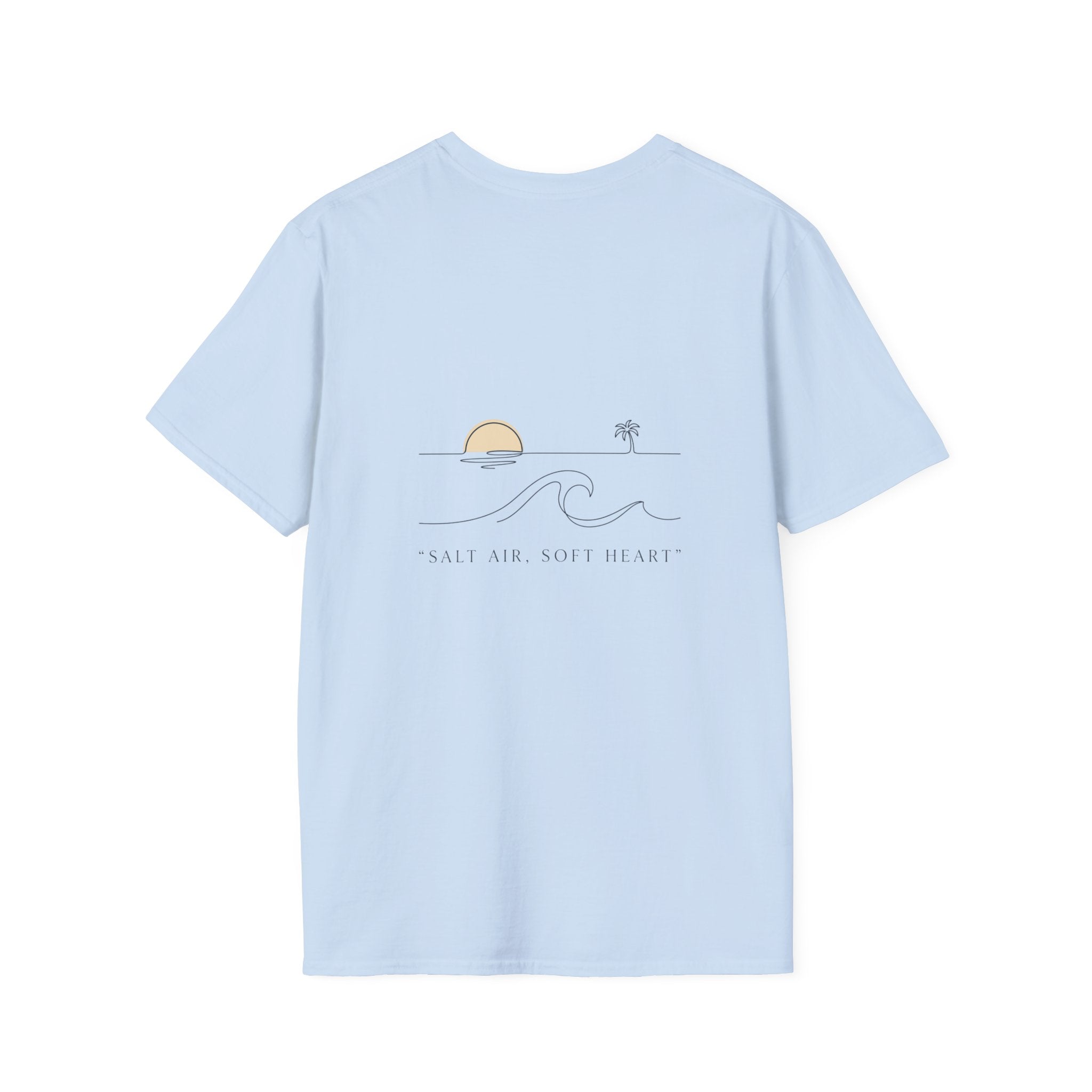 T-Shirt — Minimal Gold Wave Heart Graphic Tee | Beachy, Romantic Casual Top
