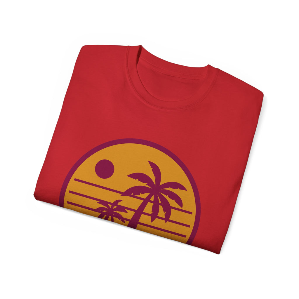 T-Shirt — Retro Palm Sunset Surf Tee ("Salt Air, Soft Hearts")