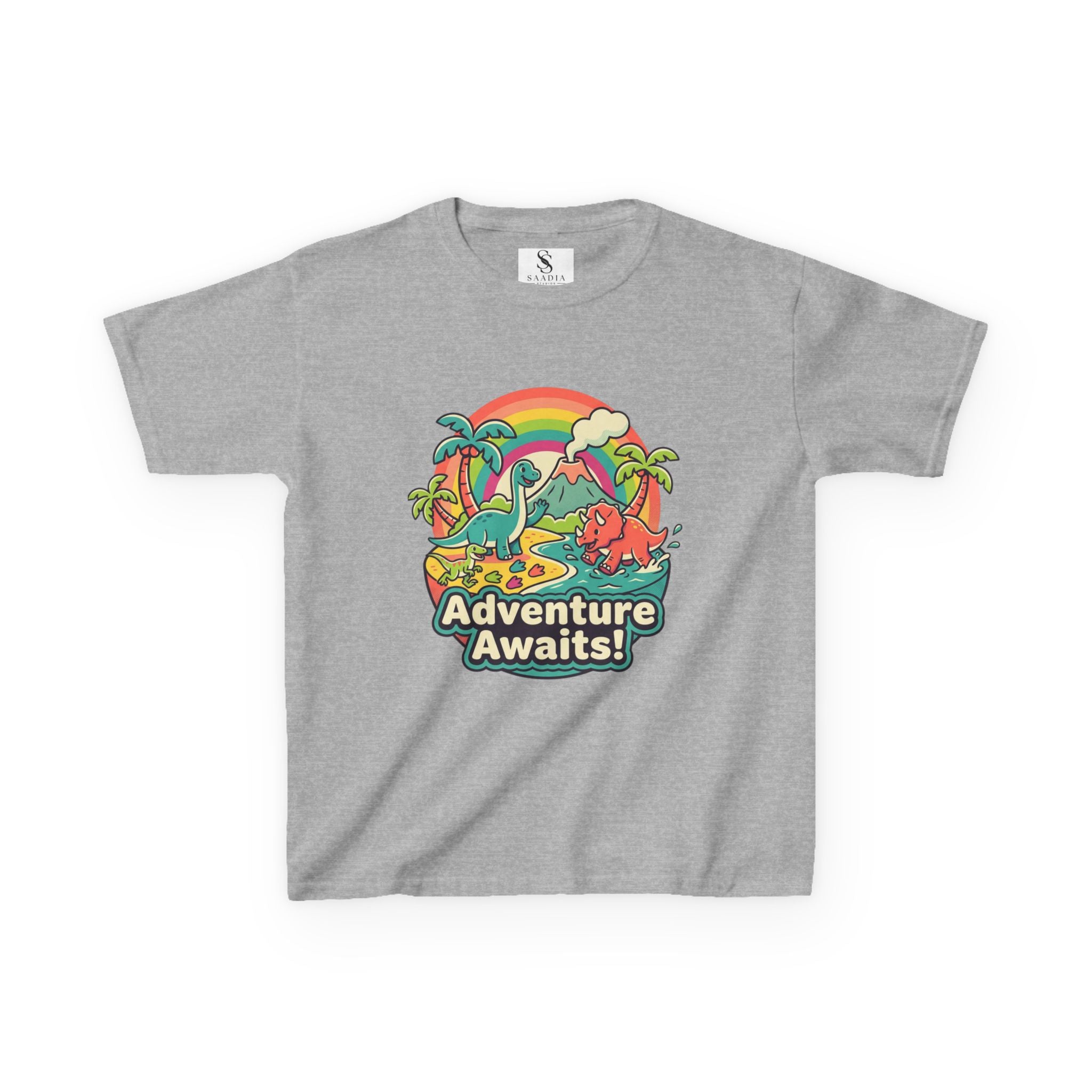 Kids Tee — "Adventure Awaits!" Dino Beach Graphic