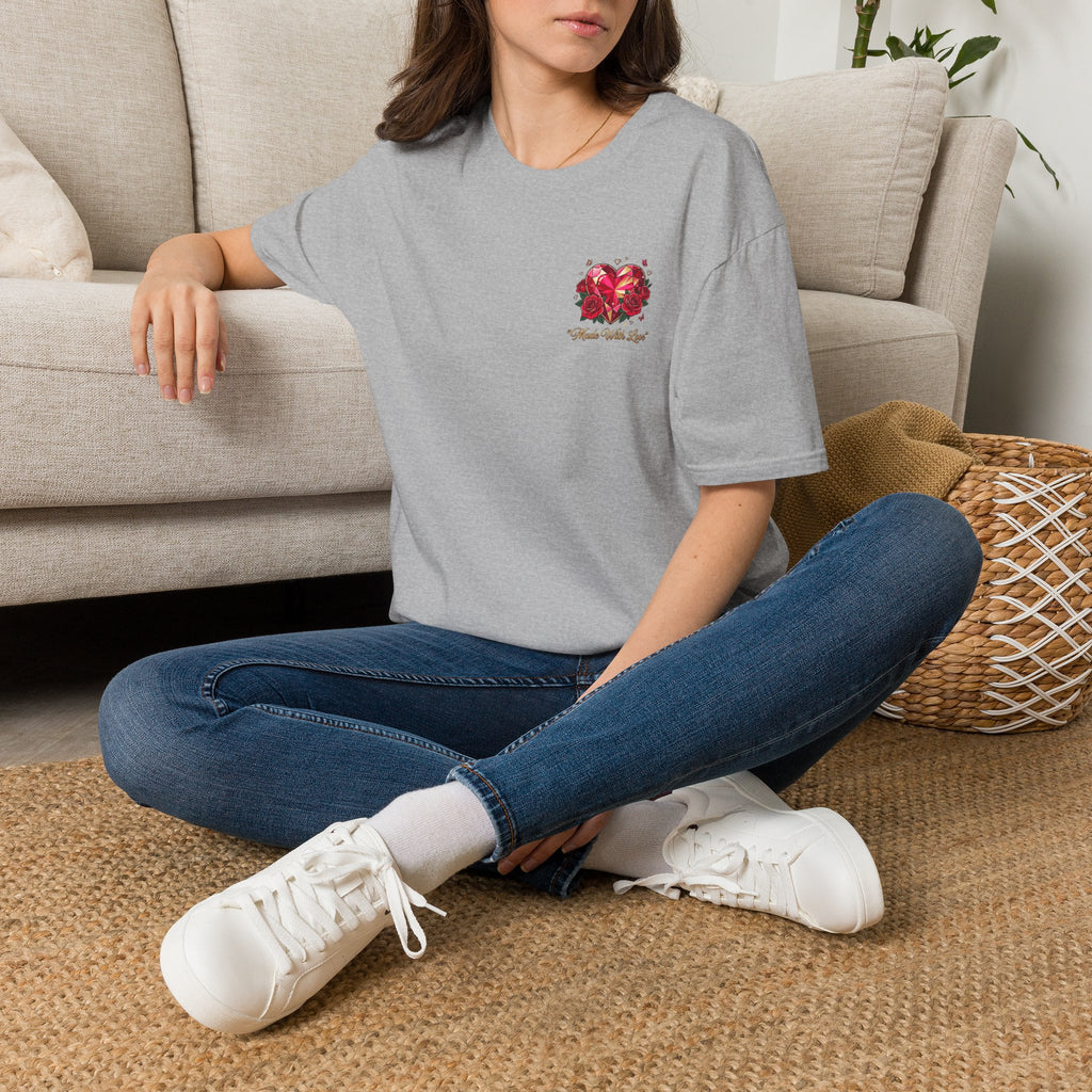 Heart Floral Graphic T-Shirt — "Made With Love" Chest Print