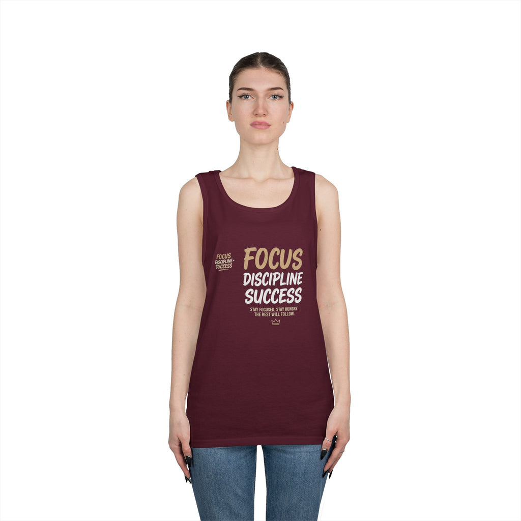 Motivational 'FOCUS Discipline Success' Cotton Tank Top