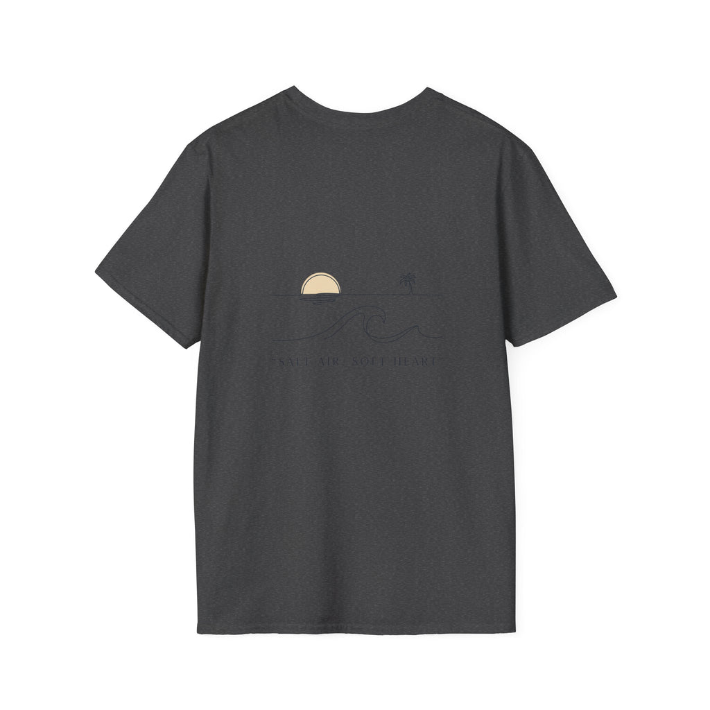 T-Shirt — Minimal Gold Wave Heart Graphic Tee | Beachy, Romantic Casual Top