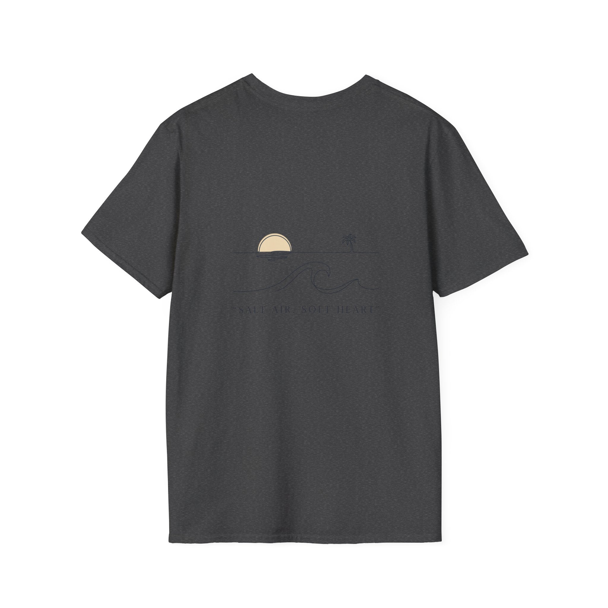 T-Shirt — Minimal Gold Wave Heart Graphic Tee | Beachy, Romantic Casual Top