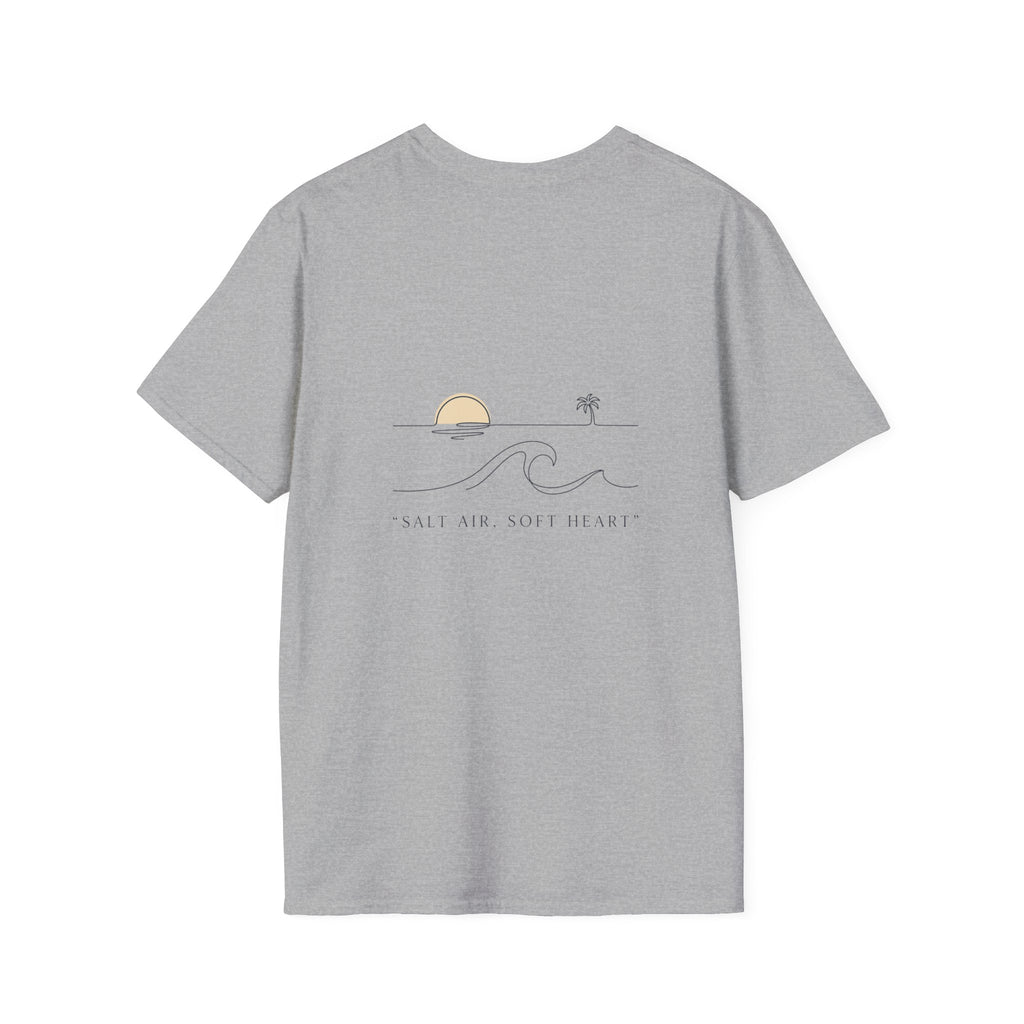 T-Shirt — Minimal Gold Wave Heart Graphic Tee | Beachy, Romantic Casual Top