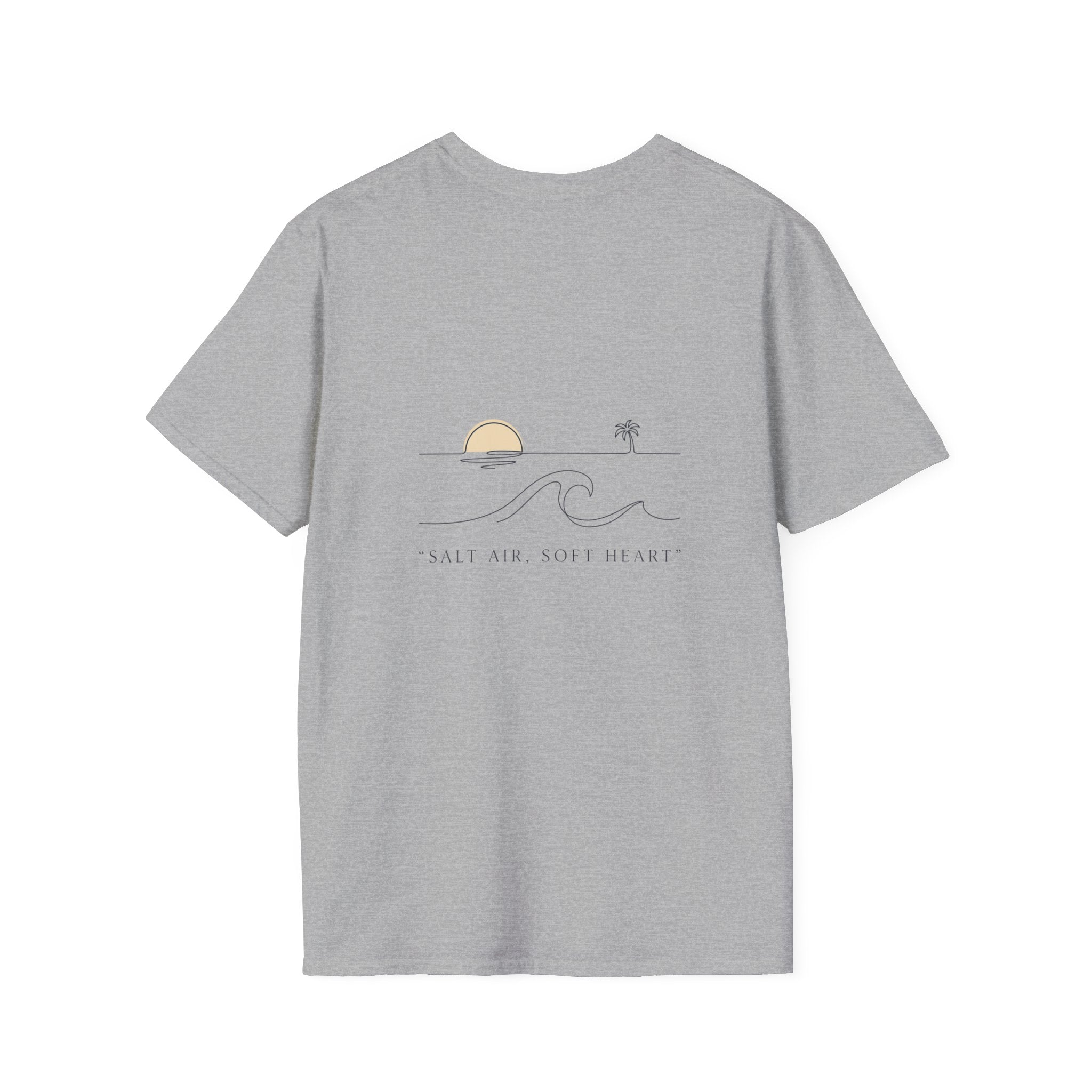 T-Shirt — Minimal Gold Wave Heart Graphic Tee | Beachy, Romantic Casual Top