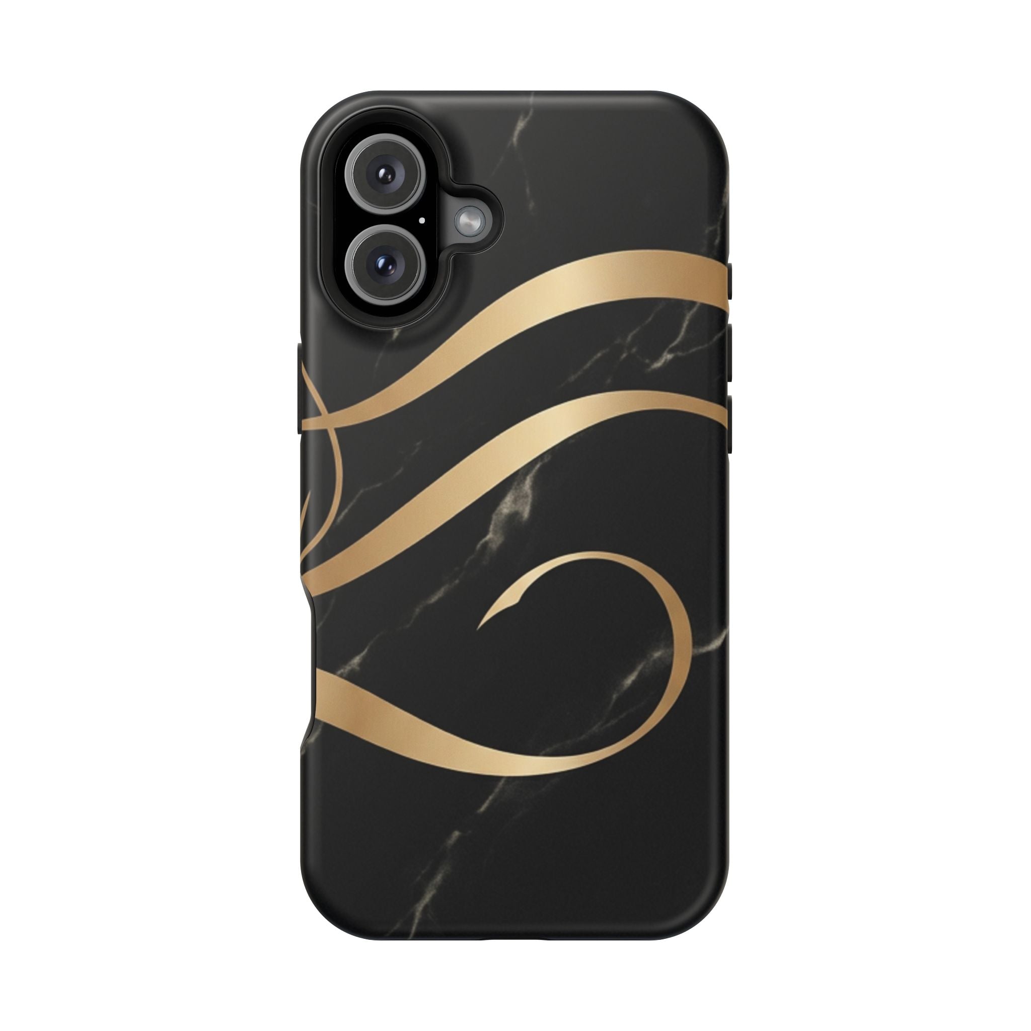 Magnetic Impact-Resistant Phone Case — Black Marble with Gold Swirl