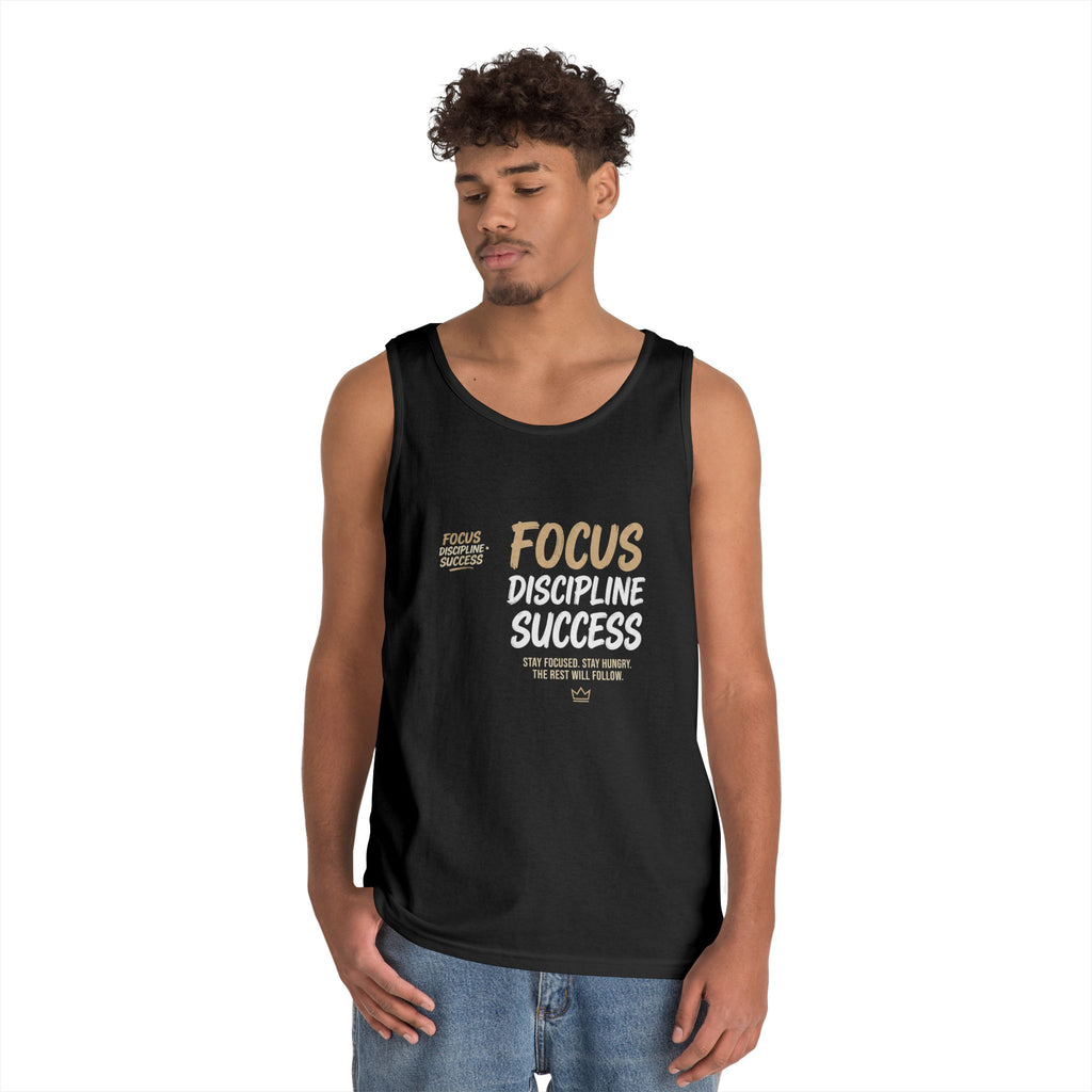 Motivational 'FOCUS Discipline Success' Cotton Tank Top