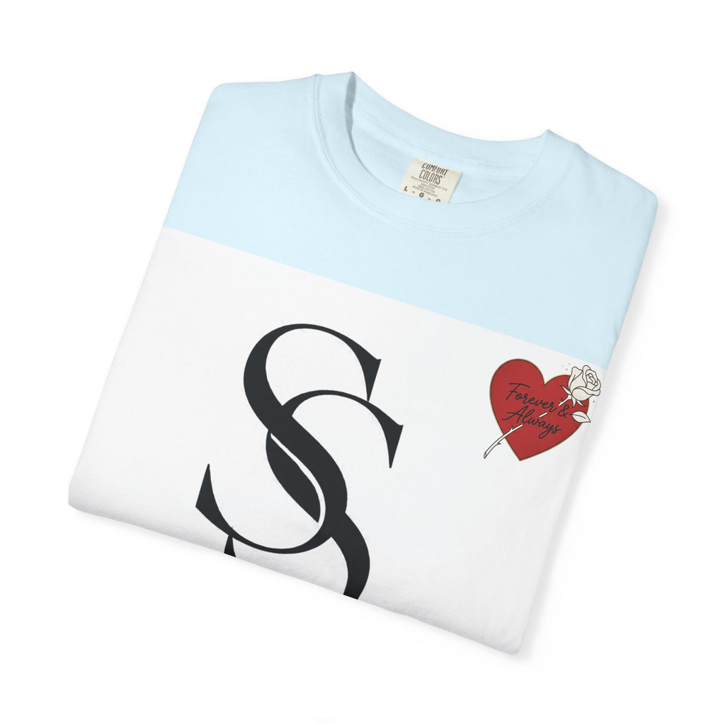 Saadia Studios Logo T-Shirt — SS Monogram Tee with Heart Accent