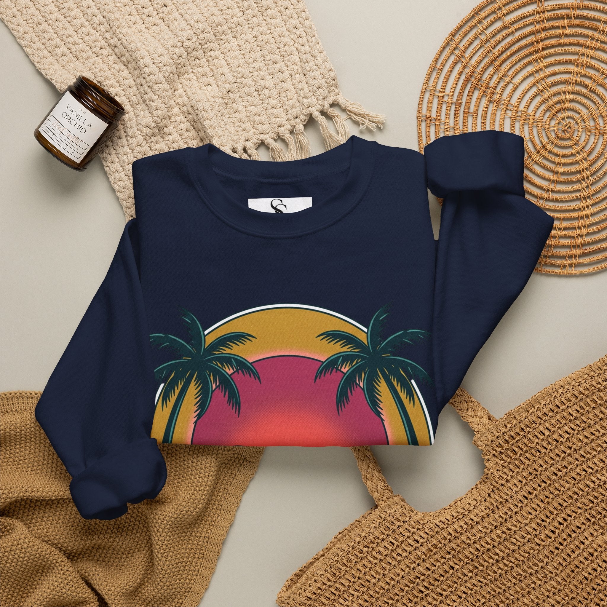 Endless Summer Crewneck Sweatshirt — Vintage Palm Beach Wave Graphic