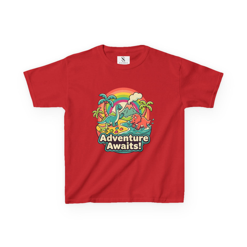 Kids Tee — "Adventure Awaits!" Dino Beach Graphic