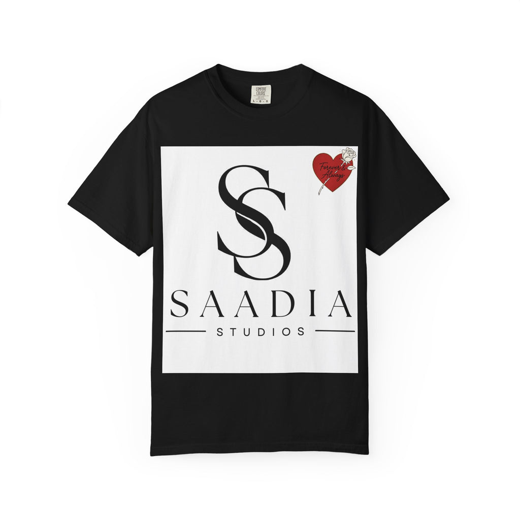 Saadia Studios Logo T-Shirt — SS Monogram Tee with Heart Accent