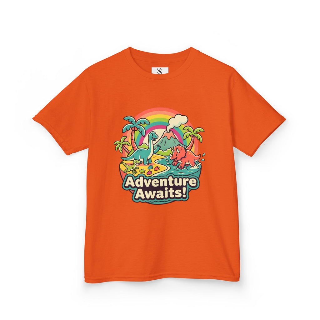 Kids Tee — "Adventure Awaits!" Dino Beach Graphic
