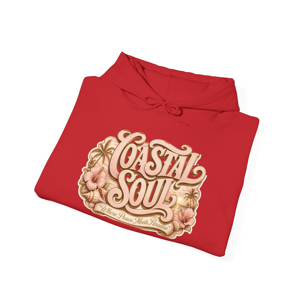 Coastal Soul Hoodie — 'Sun Kissed & Blessed' Tropical Palm Graphic Hooded Sweatshirt